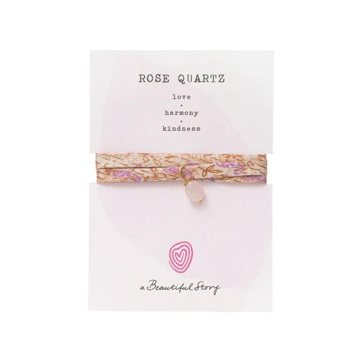 Overview image: A Beautiful Story sari wrap rose quartz bracelet